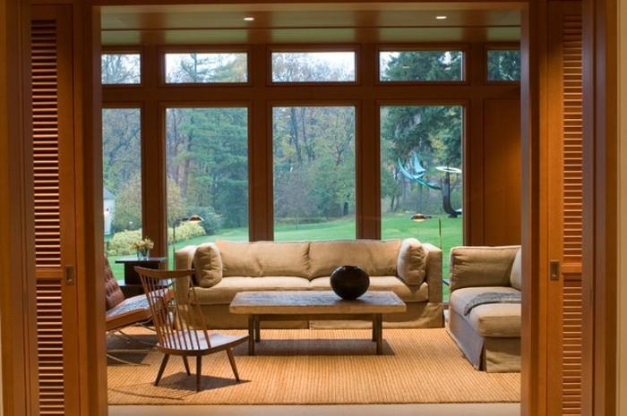 Dvere-v-tmavom-dreve-do-modernej-obývačky-ako-vybrať-žalúzie