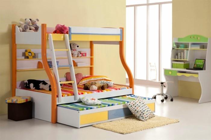 maľba-detská izba-žltá-s-viacfarebným-nábytkom-hravou-atmosférou