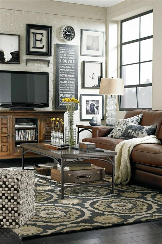 1-kožená sedačka-obývačka-v-kožených-obrazoch-kvetinách-obývačka-stôl-v-skle-farebnom-koberci-okne