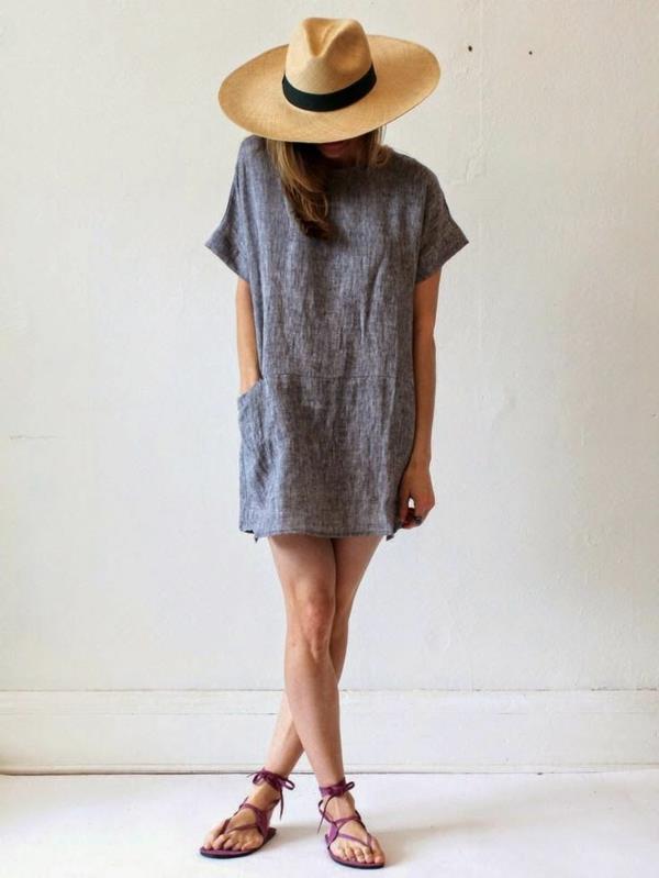 1-slamený klobúk-stredná dĺžka-outfit-sivé-sandále