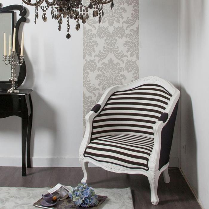 1-جميلة-قابلة للتحويل-كرسي بذراعين-Conforama-with-White-and-Black-Stripes-How-to-Decor-the-Living Room