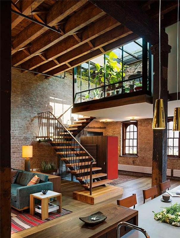 1-podkrovný-dielňa-dom-veľký-bar-kuchyňa-obývačka-terasa-zelená-rastlina-farebný-koberec