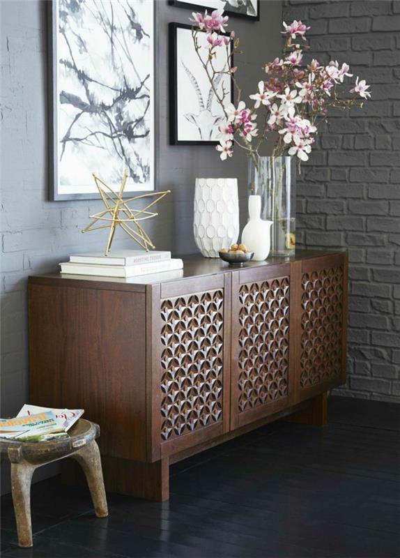 1-trä-konsol-möbler-hall-svart-linne-golv-dekoration-grå-vägg-idé
