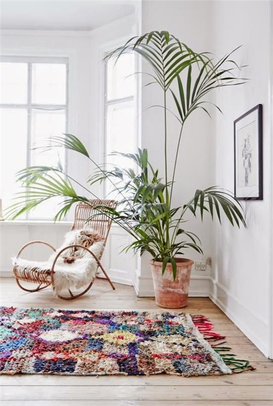 1-shaggy-färgad-matta-för-vardagsrummet-med-en-ganska-gungstol-i-trä-grön-växt-för-interiör