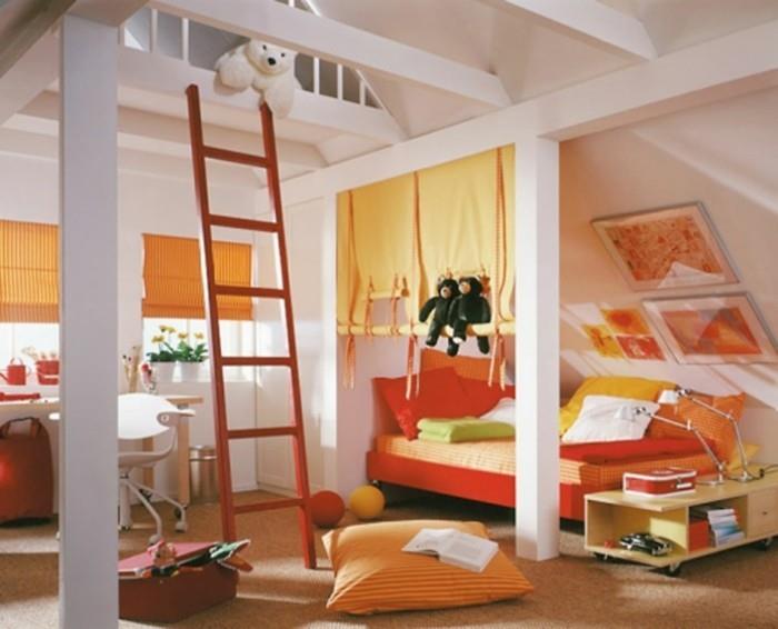 1 spálňa-dieťa-biely-nábytok-a-dekorácia-ktoré-vytvára-veselú-atmosféru-žlto-červeno-oranžové-farby