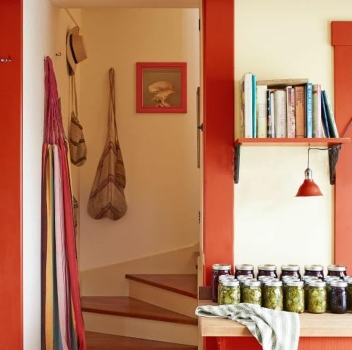 vacker-idé-deco-rustik-stil-trä-kvart-sväng-trappa-vacker-vägg-dekoration