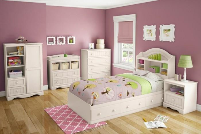 dekoracia-izba-dievcata-steny-praskovy-ruzovy-nabytok-biely-vznešený-nápad-maľba-detská izba