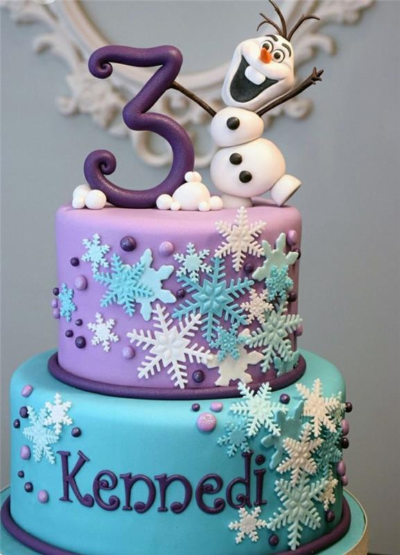 3-födelsedag-tårta-snö-drottningen-anna-elsa-olaf-kakor-snö-drottning-i-lila