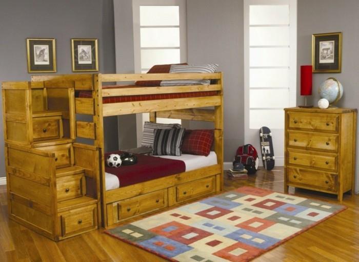farba-sivá-detská izba-poschodová posteľ-pre-dvoch-chlapcov-vinobranie-drevený nábytok