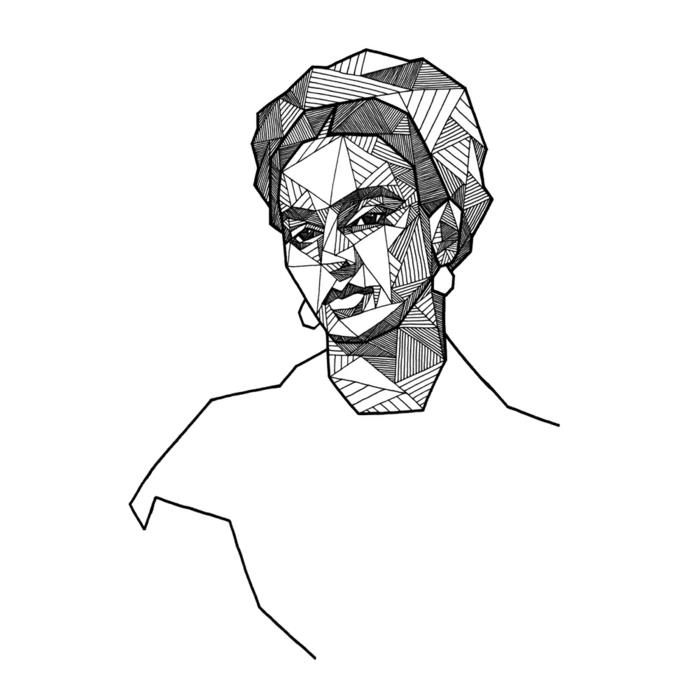 Vackra Frida Kahlo Geometric Drawing Woman Portrait Lätt att rita teckningar