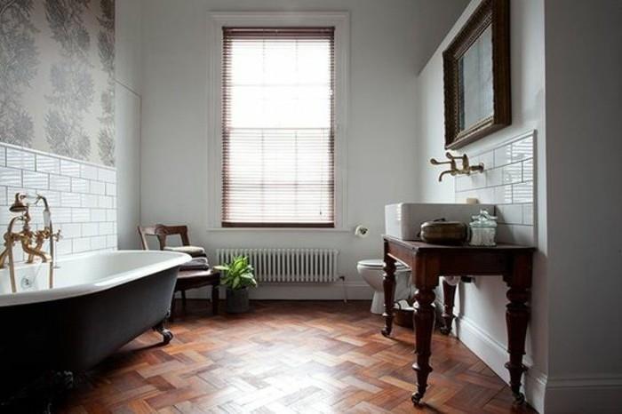 vynikajúce-kúpeľňa-dekor-parkety-kúpeľňa-umývadlo-konzola-vintage-kúpeľňa-vinobranie-faucety