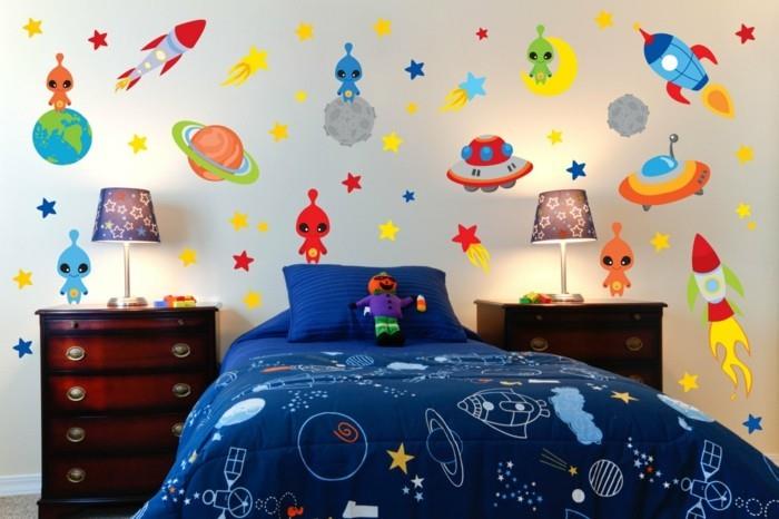 dekorácia pre chlapcov-spálňu-inšpirovaná-témou-vesmíru-a-vesmíru-veľmi-originálnym-nápadom na výzdobu