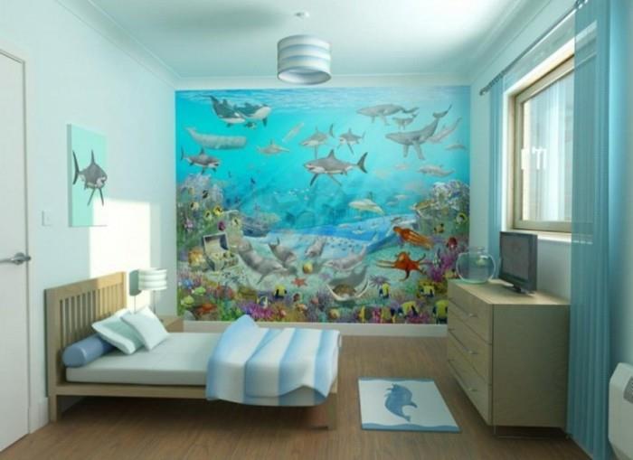 veľkolepý-návrh-maľba-biela-detská izba-s-akcentovou stenou-predstavujúca-mariny-téma-hravá-radostná