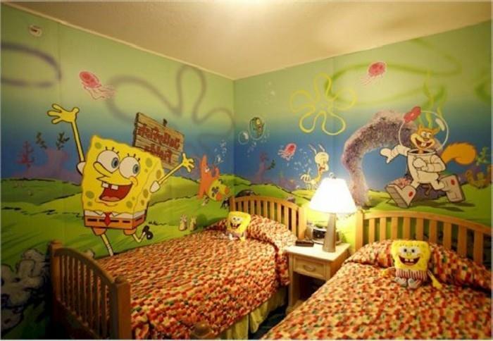maľba špongiou-bobom-inšpirovanou-postavou-detskej izby
