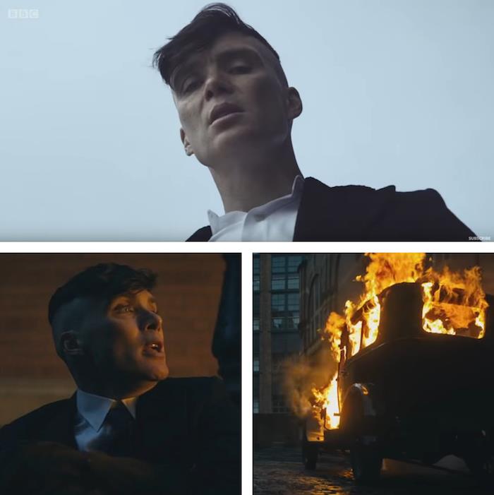 skärmdump montage av smygande bilder av den nya säsongen 5 av spetsiga skyltar från bbc -teasern 2019