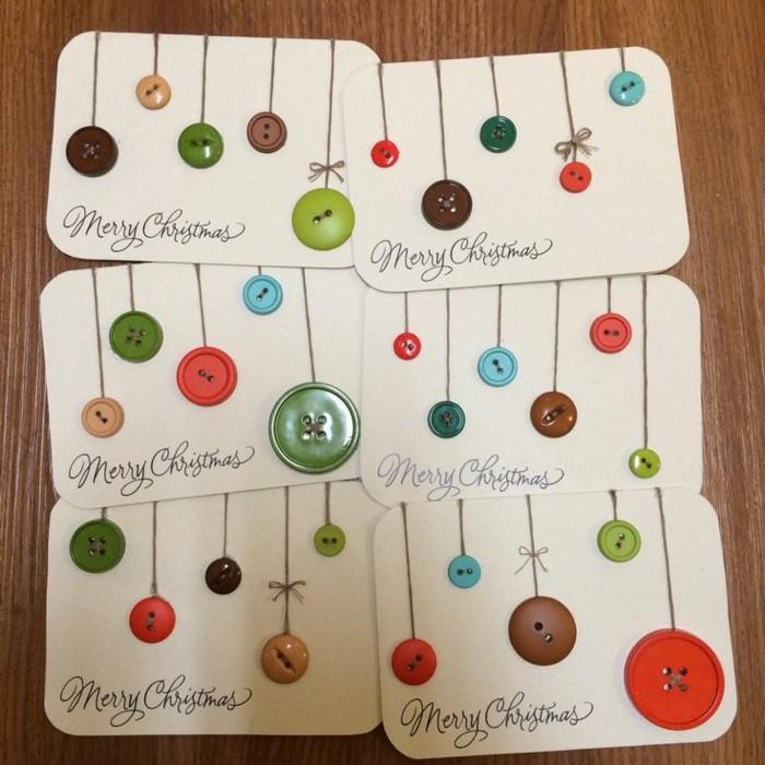 Vackra-kort-god jul-festlig-diy-idé-med-färgade-knappar
