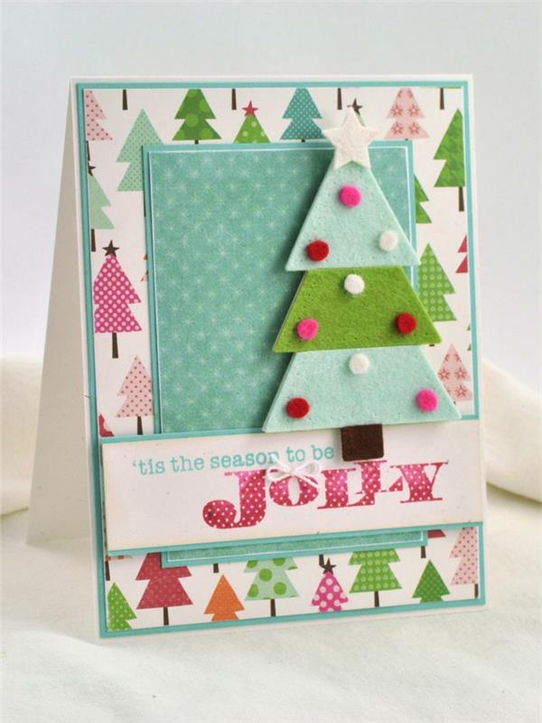 Vackert-kort-god-jul-festlig-diy-idé-i-cool-blå