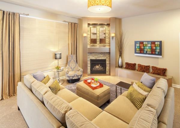 Chic-Cream-Themed-Living-Room-Idea-with-Cream-L-Shaped-Contemporary-Sectional-Sofas-Facing-Inset-Fireplace-resized