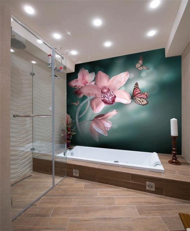 Deco-interiérové ​​tapety-do-kúpeľne-kvety-tapetové-fotografie