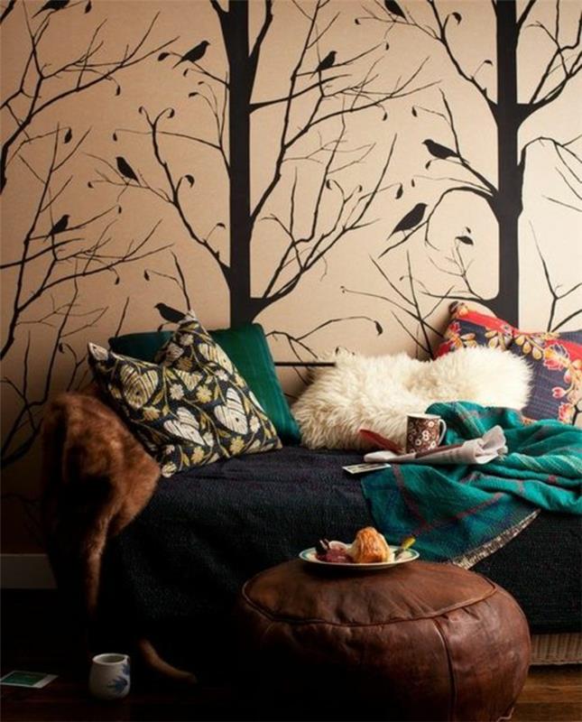 Väggdekoration-tapeter-designer-guild-soffa-papper-träd-fåglar