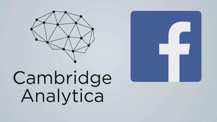 Logo loga Facebook a Cambridge Analytica po škandále so spracovaním údajov FB obvineného zo správy britského digitálneho gangstra