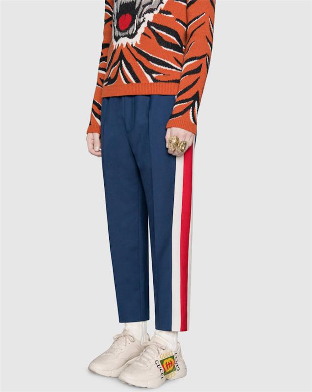2018 Gucci Rhyton high-end kožené tenisky cena s retro hipster oblečením