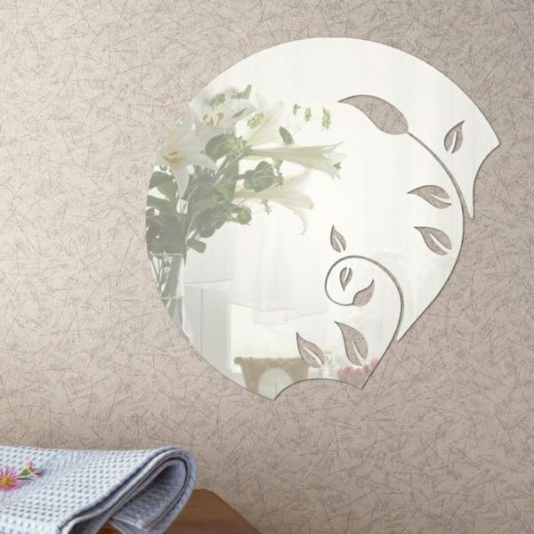 Idee-kreatívne-zrkadlo-samolepky na stenu-kvety