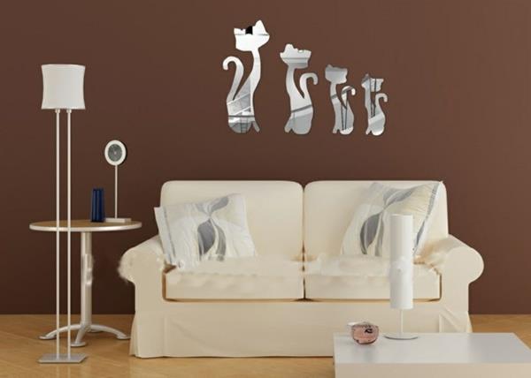 Idee-kreatívne-zrkadlo-samolepky na stenu-mačky