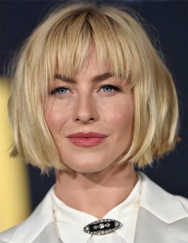 Medellång frisyr, Julianne Hough, avsmalnande lugg, blond bob, frisyr för 50 -åriga kvinnor