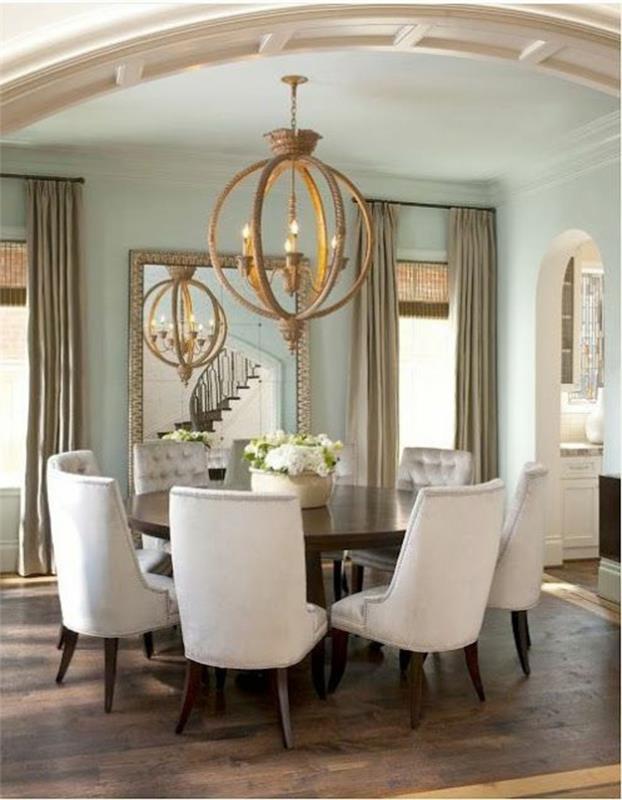 Moderný-modrá-kuchyňa-krásny-jedálenský stôl