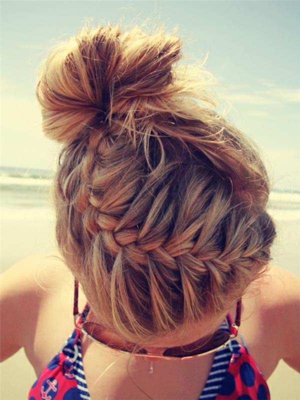 The-bun-fläta-frisyr-messy-bun-diy-beach-sun