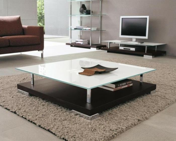 TV-skåpet-vardagsrum-soffbord i glas i industriell stil