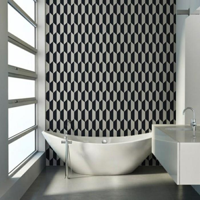 Najkrajšia-čierno-biela-geometrická-dizajnová-kúpeľňa-tapeta