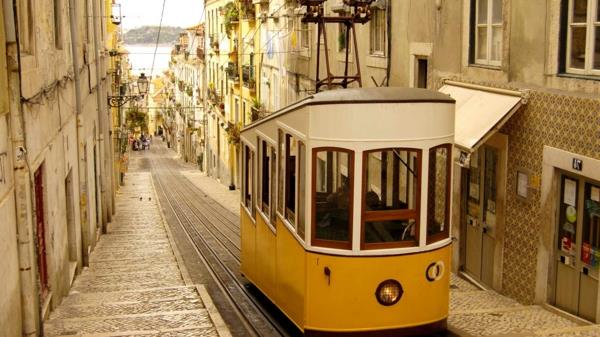Lisabon-stará-mapa-ulice-s-symbolickou-električkou