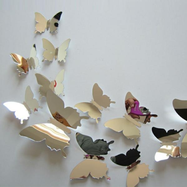 Zrkadlový dizajn-samolepky na stenu-nápady-motýle-idea
