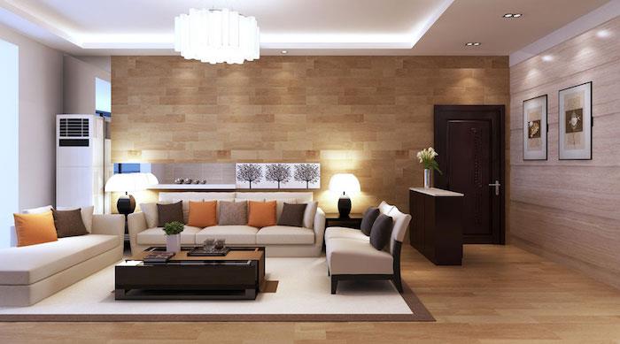 striedma a minimalistická súčasná výzdoba obývačky