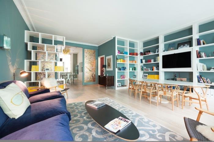 Akvamarínová farba-obývačka-surf-na-stôl