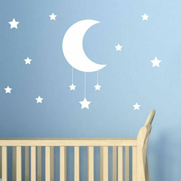 Nálepky-zrkadlo-dekorácia na stenu-detská izba-mesiac-hviezdy