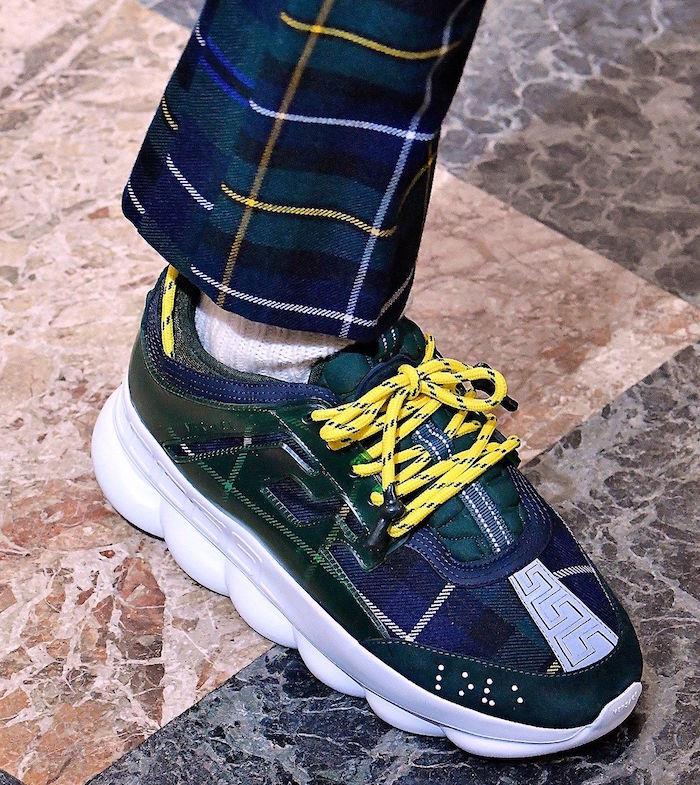 trendy leto 2018 basketbal Versace Chain Reaction luxusný zelený žakár so škótskym štýlom 2 chainz