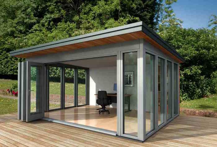 öppen design-pvc-trädgård-skjul-glas-dörrar-platt-tak