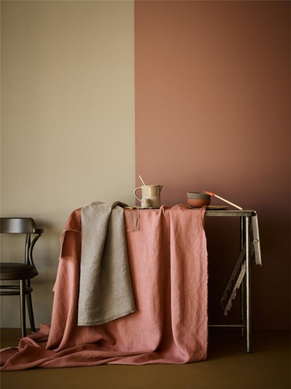 keramická keramika príslušenstvo posteľná bielizeň prášok ružová zemitá farba terakotová farba dvojfarebná nástenná stolička tmavý dizajn interiéru