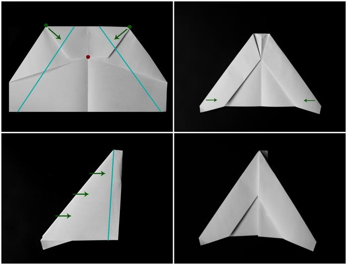 základné papierové lietadlá na začiatok v origami umení, model lietadla na vetroni delta model