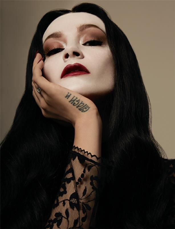 Addams Morticia Mother Adams Gothic Style Halloween Makeup Hur man gör Morticia