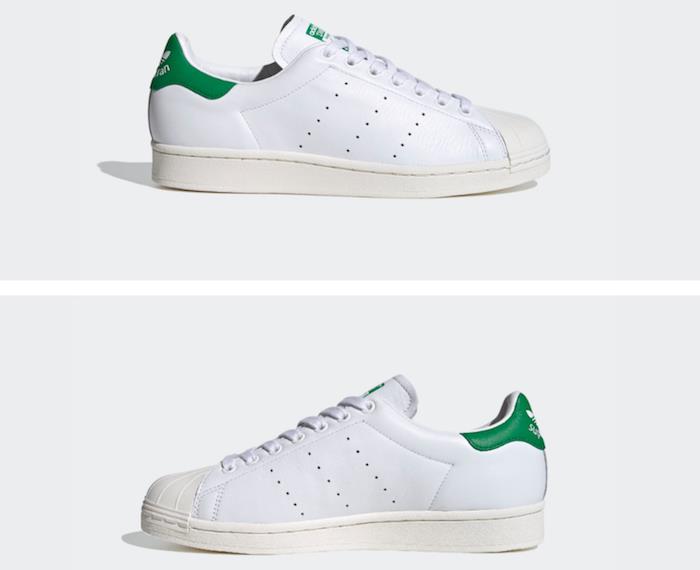 Adidas Superstan používa kožený zvršok Stan Smith a gumovú podrážku Superstar