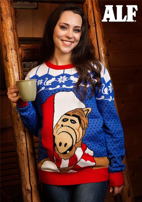 Škaredý vianočný sveter pre ženy v mimozemskom štýle gýčového štýlu na Silvestra a zimné prázdniny
