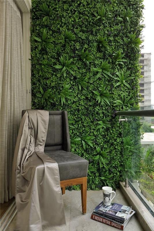 exteriör design lägenhet deco liten modern och zen balkong exteriör grön vägg på trådnät