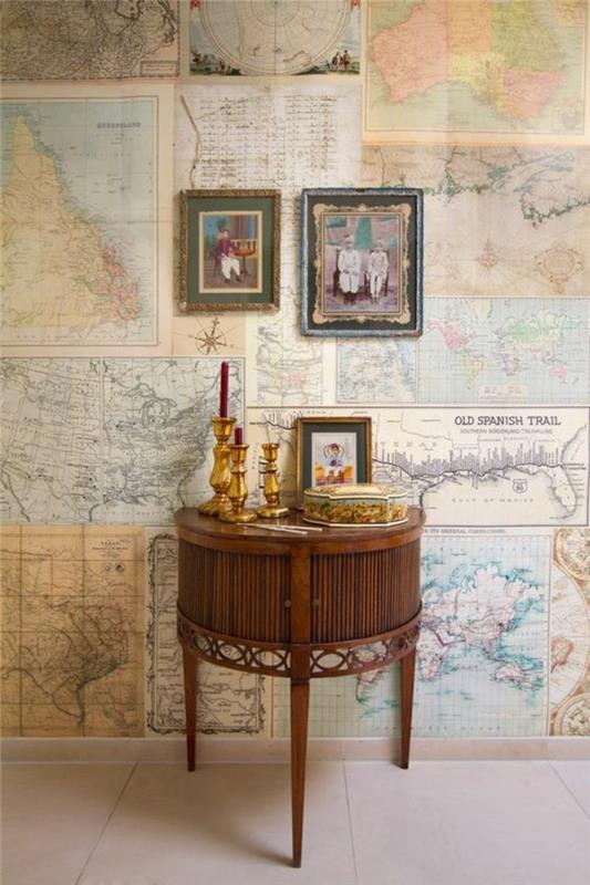 غرفة المعيشة خمر الجدار في خمر ملصق خريطة العالم