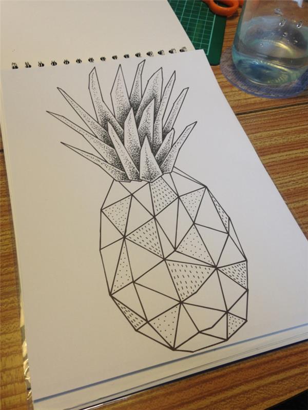 Geometrisk ananasritning geometrisk ananas för att reproducera idé enkel ritningshandledning