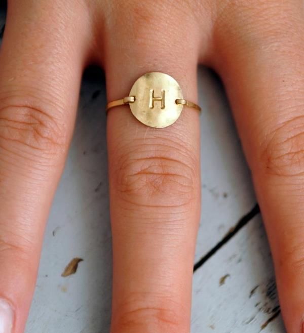 prsteň s písmenom-žena-rukou