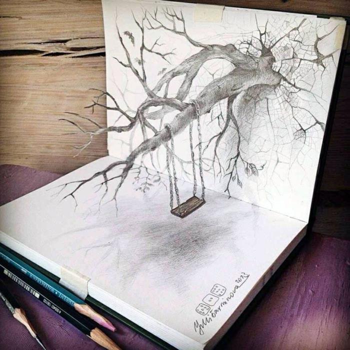 رسم شجرة رسم شجرة جميلة فكرة رسم شجرة ثلاثية الأبعاد
